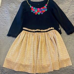Kate Spade Skirt Set Necklace Top with Gold Skirt 4 Girls